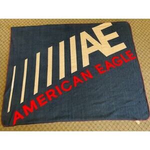 American Eagle Outfitters Fleece Throw Blanket Blue Red White 50" x 60"